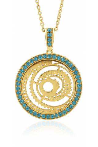 Blue Tourmaline Rising Sun Pendant